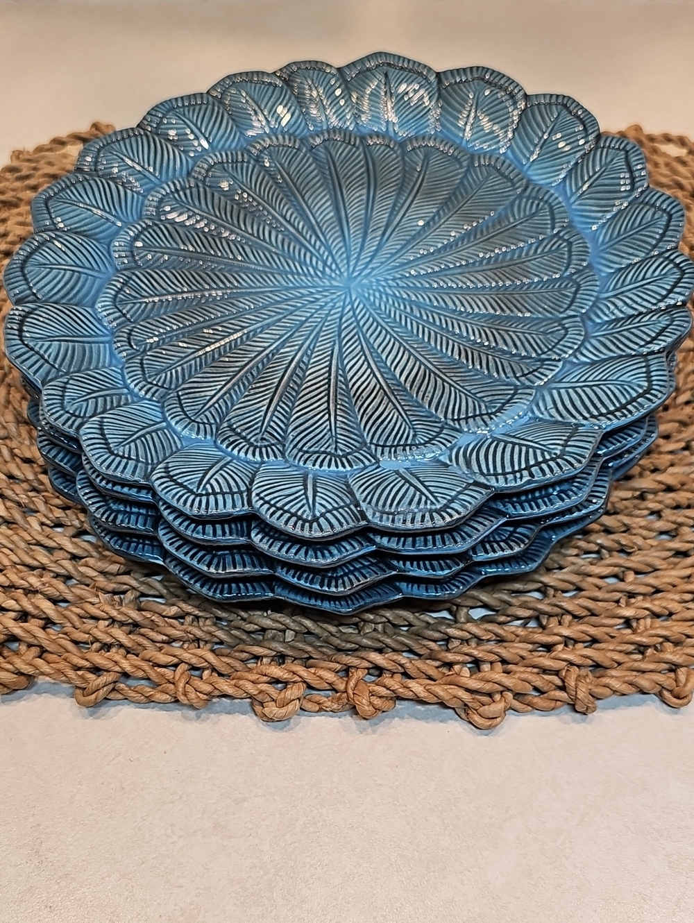 John Derian 4pc. Stoneware Feather Salad Plates